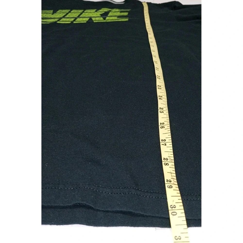 Nike Long Sleeve Shirt XXL Black Neon Green Logo Athletic Cotton Swoosh Tee